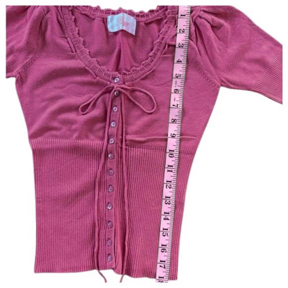 Plugg Vintage Y2K Ribbed Lace-up Sweater Pink/Purple Size Small - Picture 7 of 7